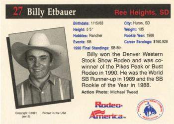 1991 Rodeo America Set B #27 Billy Etbauer Back